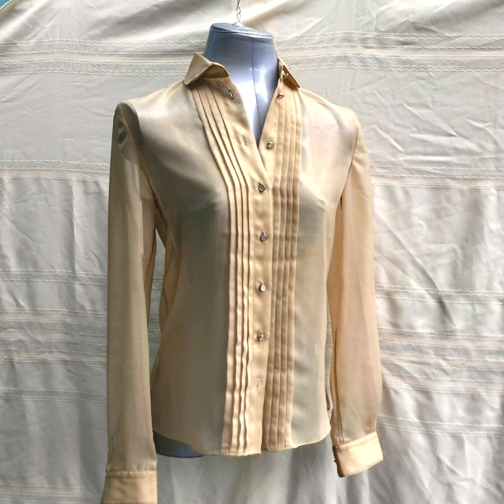 Dolce and Gabbana Gold Pintuck Blouse